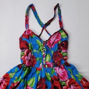 Abercrombie Floral Blue Strappy Flared Sundress